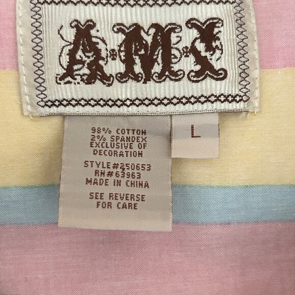 VTG‎ Y2K AMI Women Jacket L Rainbow Stripe Windbreaker Preppy Coastal Travel - Picture 2 of 13